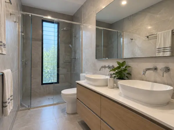 Baño con porcelanato en una casa de zona norte