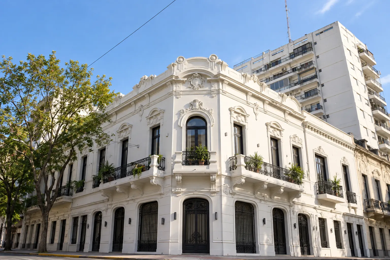 Casa de La Plata con el frente recién revocado